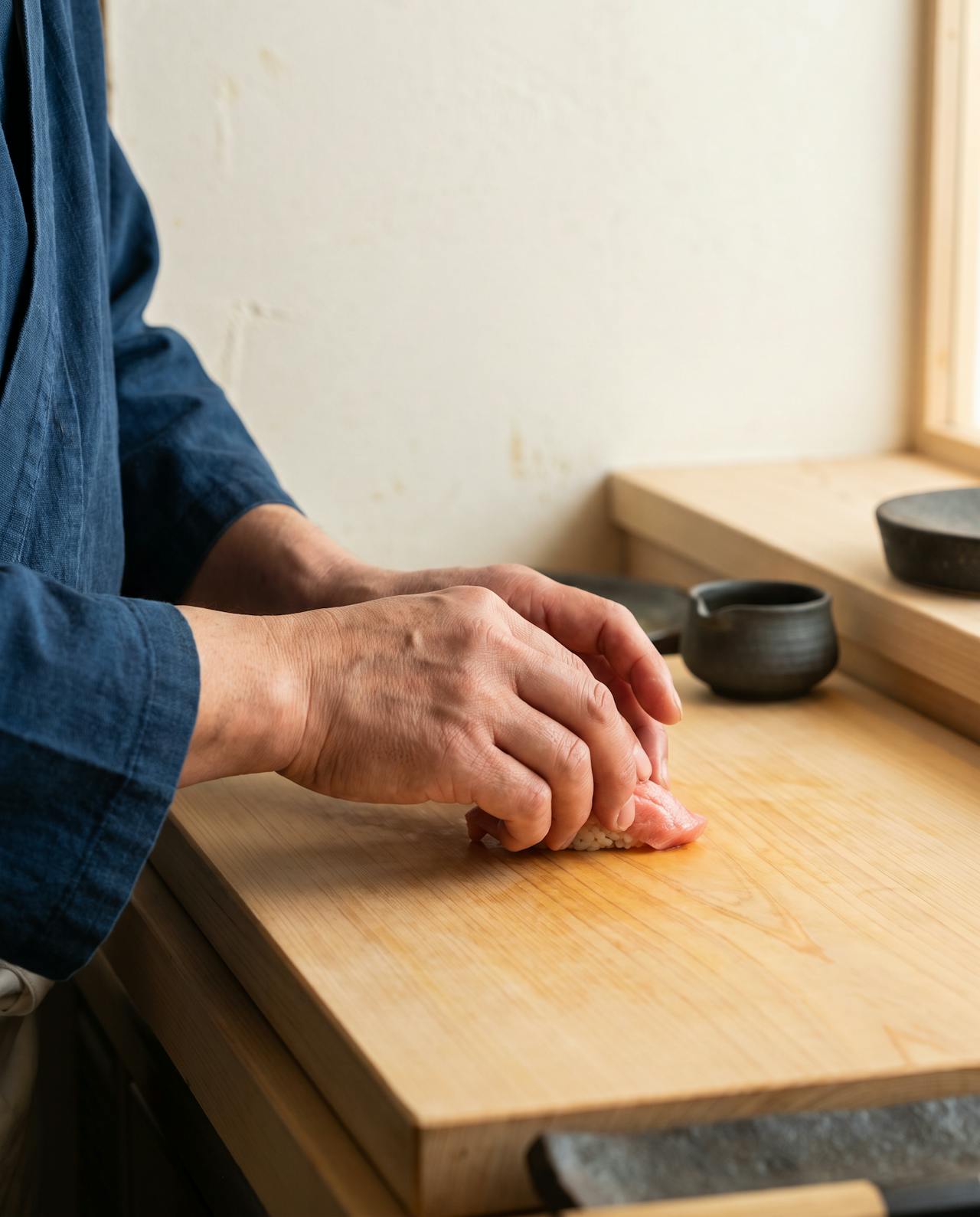 握る、職人の手元